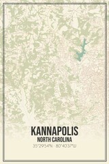 Retro US city map of Kannapolis, North Carolina. Vintage street map.