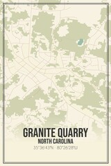 Retro US city map of Granite Quarry, North Carolina. Vintage street map.
