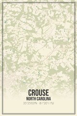 Retro US city map of Crouse, North Carolina. Vintage street map.