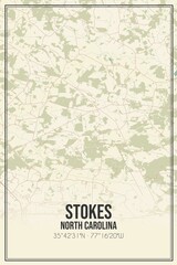 Retro US city map of Stokes, North Carolina. Vintage street map.