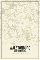 Retro US city map of Walstonburg, North Carolina. Vintage street map.