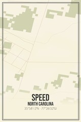 Retro US city map of Speed, North Carolina. Vintage street map.