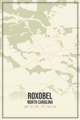 Retro US city map of Roxobel, North Carolina. Vintage street map.
