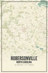 Retro US city map of Robersonville, North Carolina. Vintage street map.