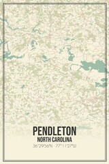 Retro US city map of Pendleton, North Carolina. Vintage street map.