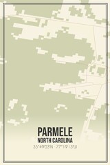 Retro US city map of Parmele, North Carolina. Vintage street map.
