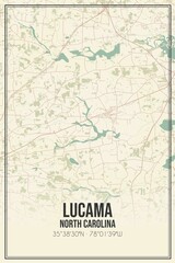Retro US city map of Lucama, North Carolina. Vintage street map.