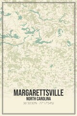 Retro US city map of Margarettsville, North Carolina. Vintage street map.