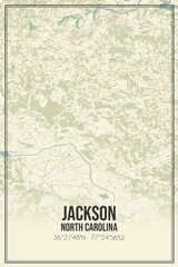 Retro US city map of Jackson, North Carolina. Vintage street map.