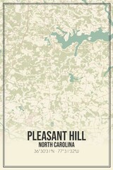 Retro US city map of Pleasant Hill, North Carolina. Vintage street map.