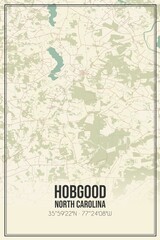 Retro US city map of Hobgood, North Carolina. Vintage street map.