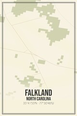 Retro US city map of Falkland, North Carolina. Vintage street map.