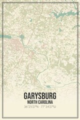 Retro US city map of Garysburg, North Carolina. Vintage street map.