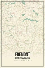 Fototapeta na wymiar Retro US city map of Fremont, North Carolina. Vintage street map.
