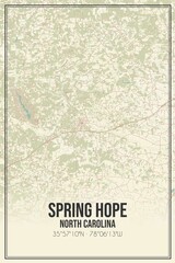 Retro US city map of Spring Hope, North Carolina. Vintage street map.