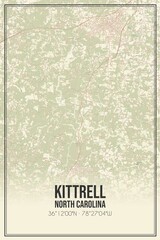 Retro US city map of Kittrell, North Carolina. Vintage street map.