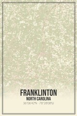 Retro US city map of Franklinton, North Carolina. Vintage street map.