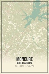 Retro US city map of Moncure, North Carolina. Vintage street map.