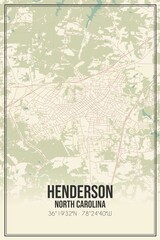 Retro US city map of Henderson, North Carolina. Vintage street map.
