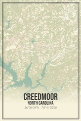 Retro US city map of Creedmoor, North Carolina. Vintage street map.