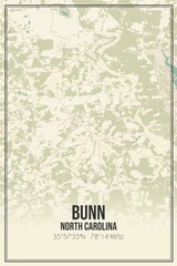 Retro US city map of Bunn, North Carolina. Vintage street map.