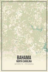 Retro US city map of Bahama, North Carolina. Vintage street map.