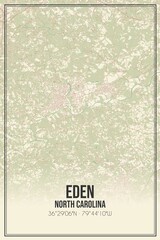 Retro US city map of Eden, North Carolina. Vintage street map.