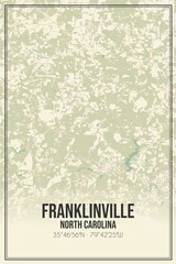 Retro US city map of Franklinville, North Carolina. Vintage street map.