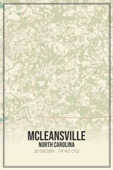 Retro US city map of McLeansville, North Carolina. Vintage street map.