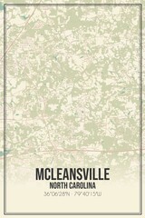 Retro US city map of McLeansville, North Carolina. Vintage street map.