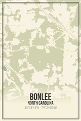 Retro US city map of Bonlee, North Carolina. Vintage street map.