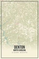 Retro US city map of Denton, North Carolina. Vintage street map.