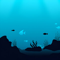 Fototapeta na wymiar Underwater Landscape Silhouette