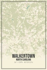 Retro US city map of Walkertown, North Carolina. Vintage street map.