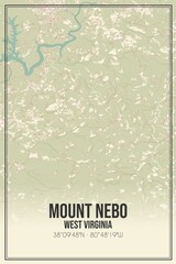 Retro US city map of Mount Nebo, West Virginia. Vintage street map.