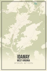 Retro US city map of Idamay, West Virginia. Vintage street map.