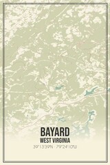 Retro US city map of Bayard, West Virginia. Vintage street map.