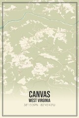 Retro US city map of Canvas, West Virginia. Vintage street map.