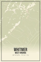 Retro US city map of Whitmer, West Virginia. Vintage street map.