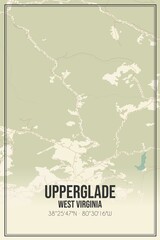 Retro US city map of Upperglade, West Virginia. Vintage street map.