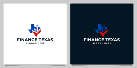 Texas state map logo design template with financial investment chart graphic design illustration. icon, symbol, creative.