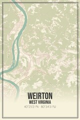 Retro US city map of Weirton, West Virginia. Vintage street map.