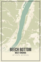 Retro US city map of Beech Bottom, West Virginia. Vintage street map.