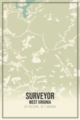 Retro US city map of Surveyor, West Virginia. Vintage street map.