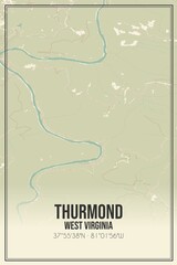 Retro US city map of Thurmond, West Virginia. Vintage street map.