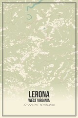 Retro US city map of Lerona, West Virginia. Vintage street map.