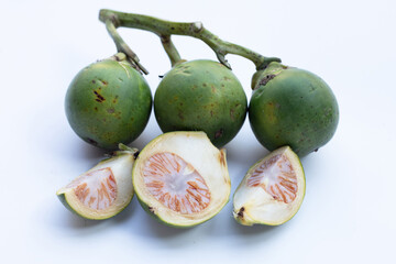 Betel nut or Areca nut on white background
