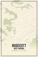 Retro US city map of Mabscott, West Virginia. Vintage street map.