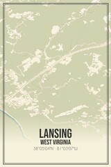 Retro US city map of Lansing, West Virginia. Vintage street map.