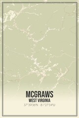 Retro US city map of McGraws, West Virginia. Vintage street map.